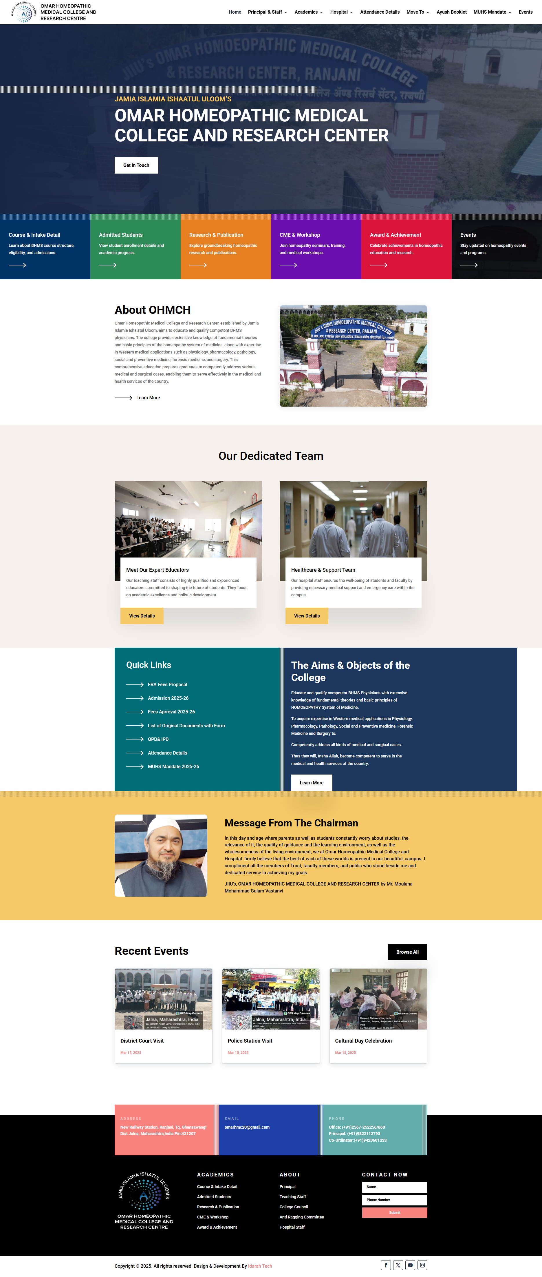 OHMCH OMAR HOMEOPATHIC MEDICAL COLLEGE AND RESEARCH CENTER Mufti Saeed Majadari